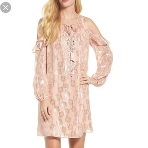 Lilly Pulitzer Marlyse silk dress sandstone metallic palm tree Medium